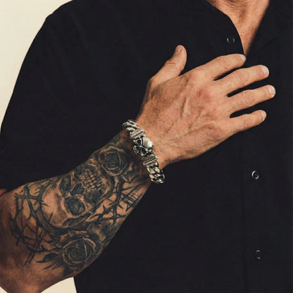 Skull Chain Bracelet Worn by Male Model