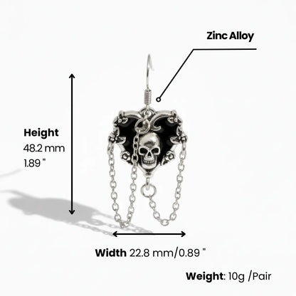 Skull Chain Drop Earrings Dimensions and Weight