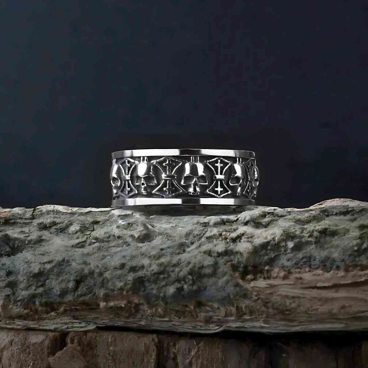 Skull and Crossbones Band Ring Xenos Jewelry