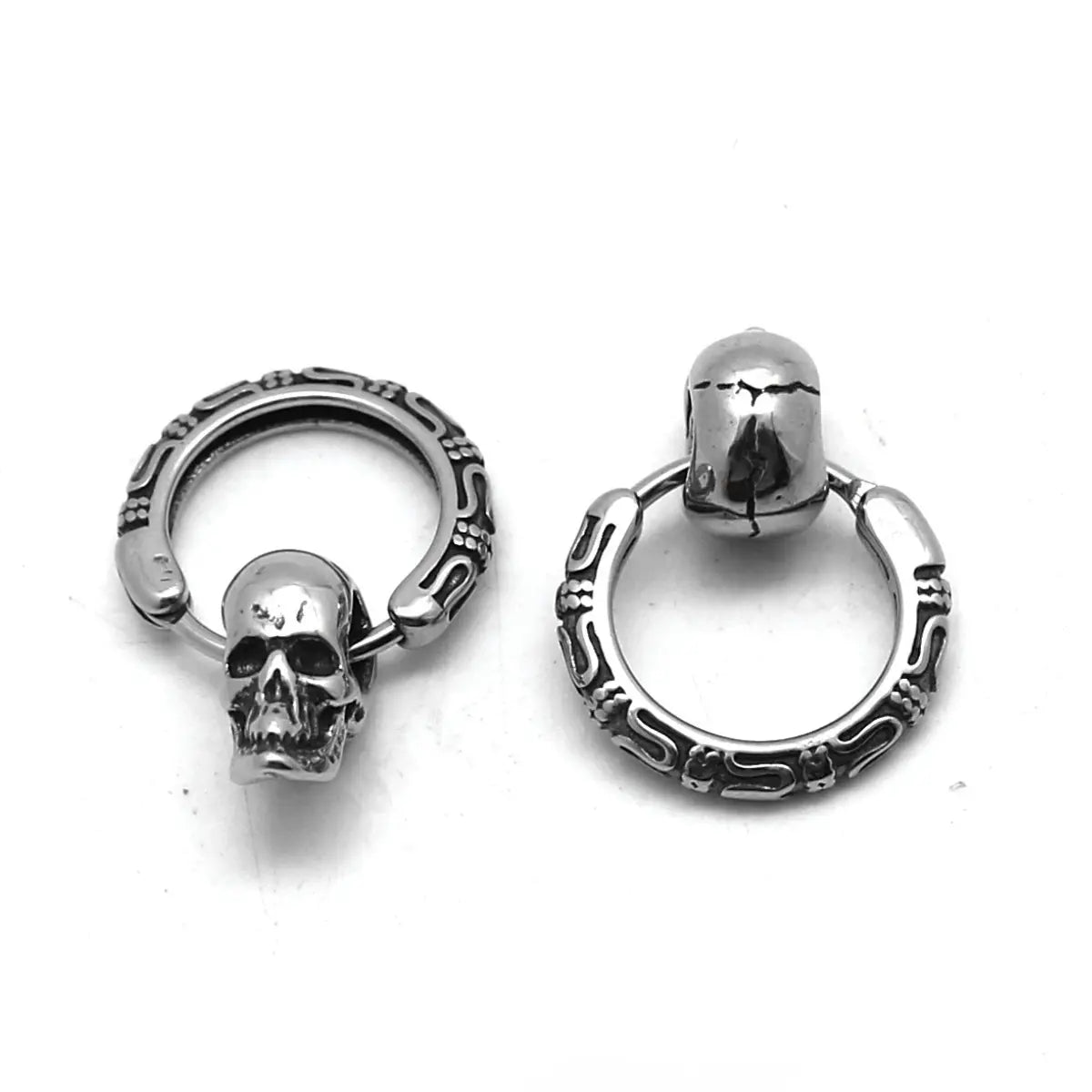 Skull Dangle Hoop Earrings Back