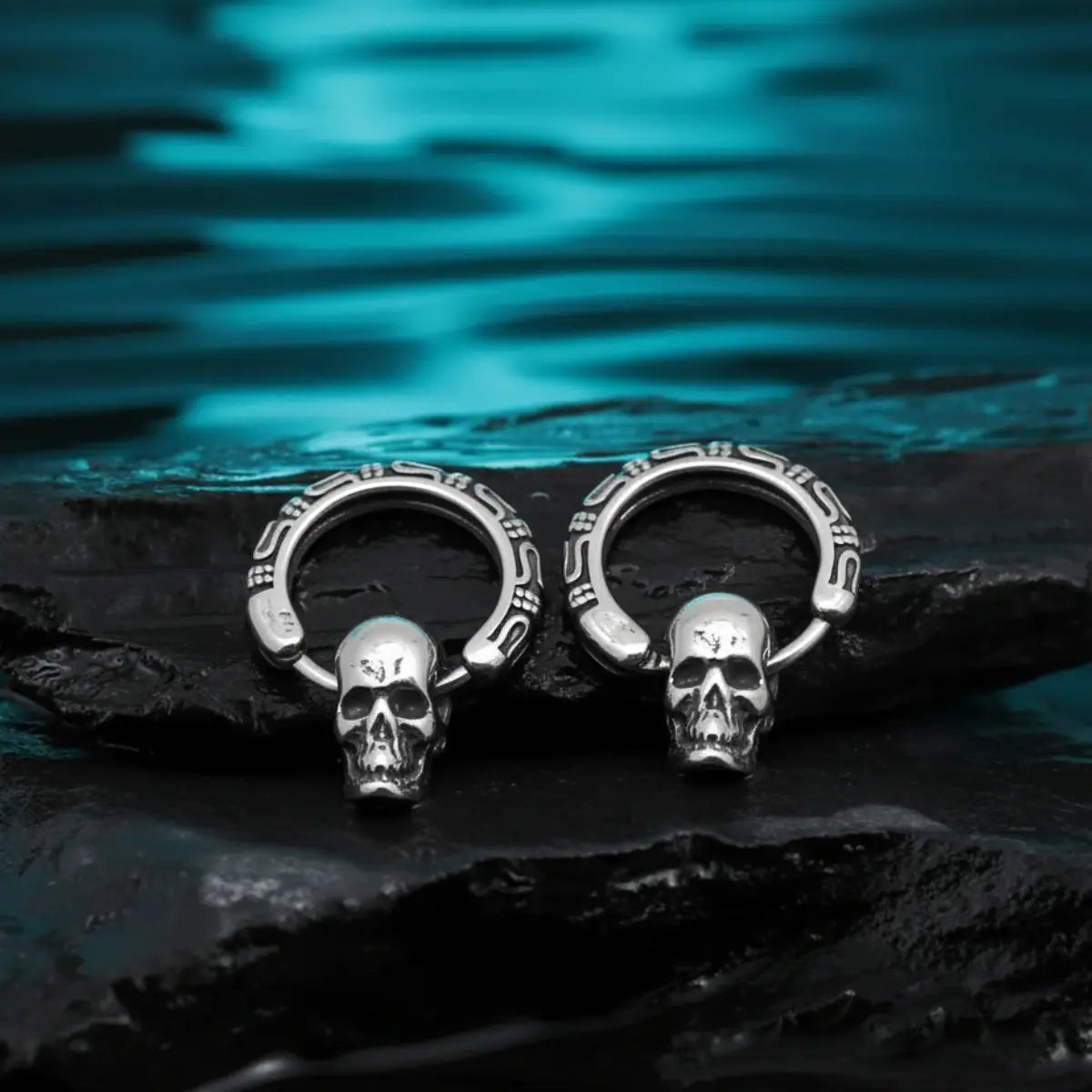 Skull Dangle Hoop Earrings