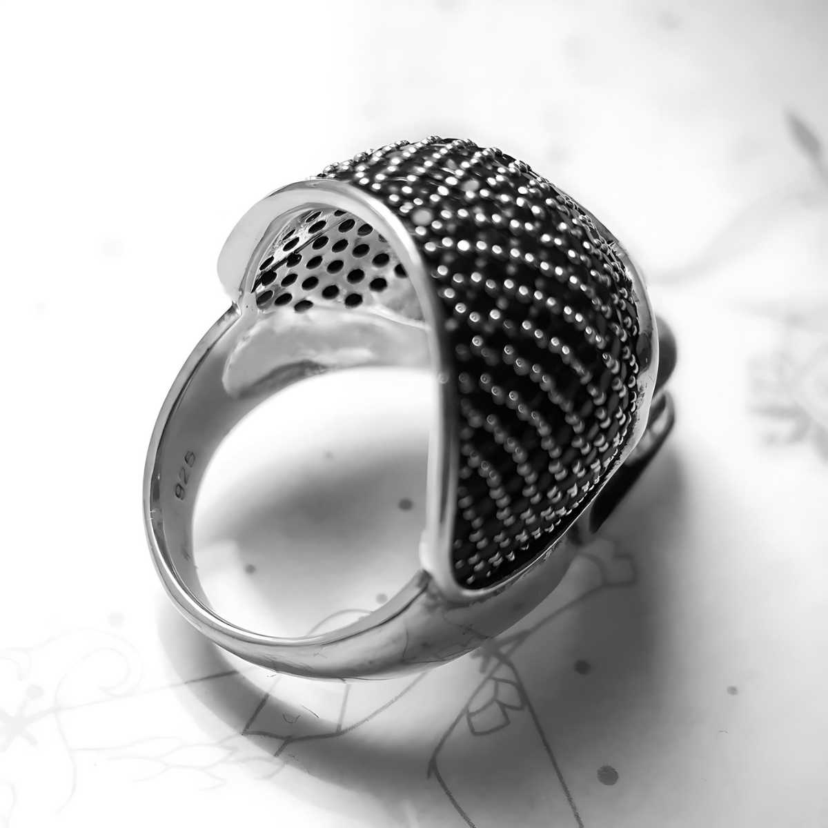 Skull Diamond Pave Setting Ring Sterling Silver Xenos Jewelry