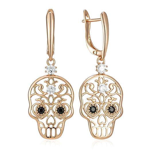 Skull Drop Earrings with Rhinestone