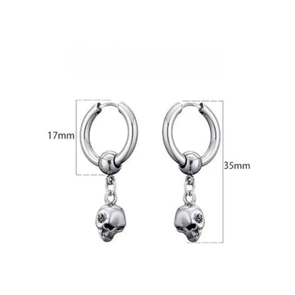Skull Drop Hoop Earrings Dimensions