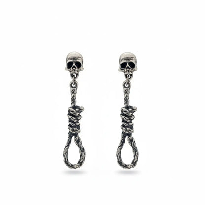 Skull Hangman's Noose Dangle Earrings Front