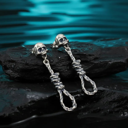 Skull Hangman's Noose Dangle Earrings