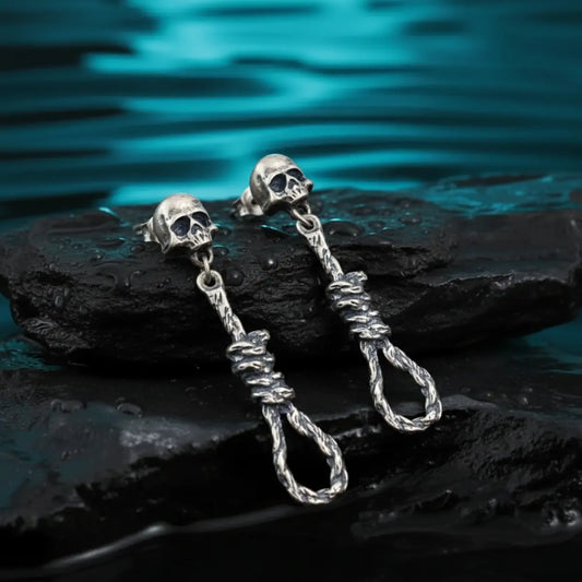 Skull Hangman's Noose Dangle Earrings