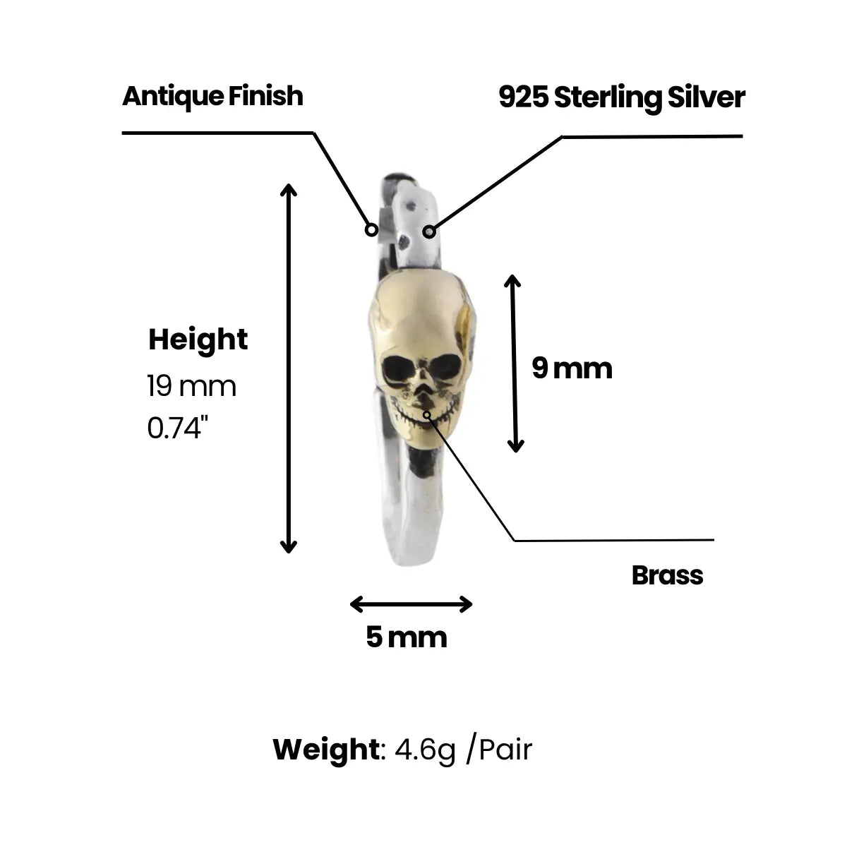 Skull Hoop Earrings for Women Dimensions and Weight