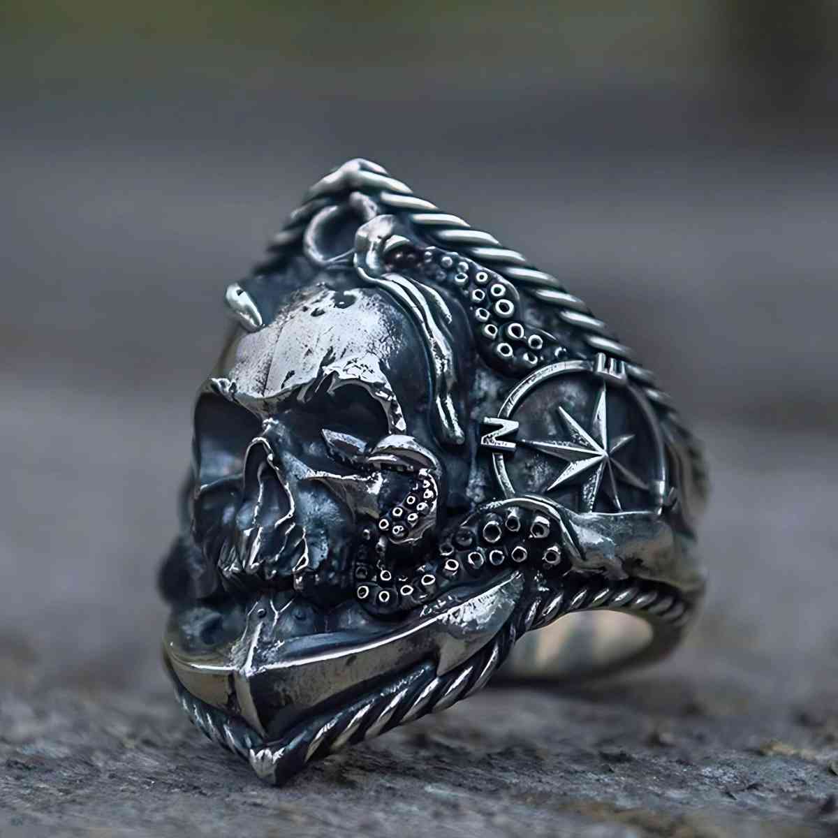 Skull Pirate Ring Stainless Steel Xenos Jewelry