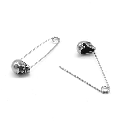 Skull Safety Pin Earrings Side