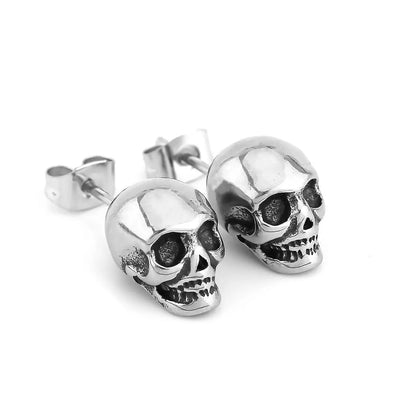 Skull Stud Earrings Stainless Steel Front