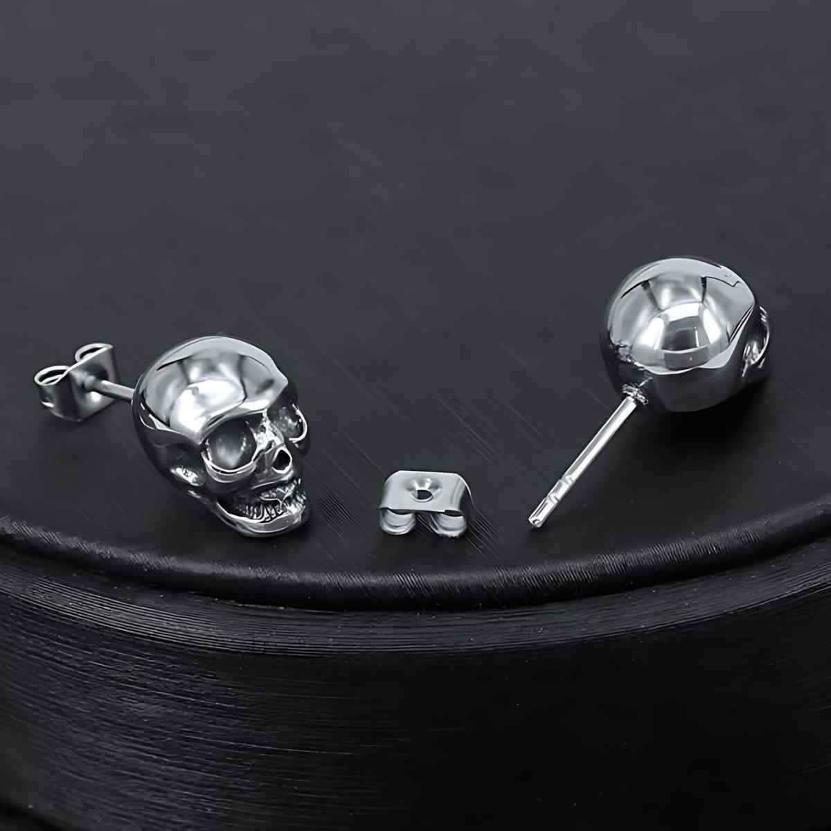 Skull Stud Earrings Stainless Steel Xenos Jewelry