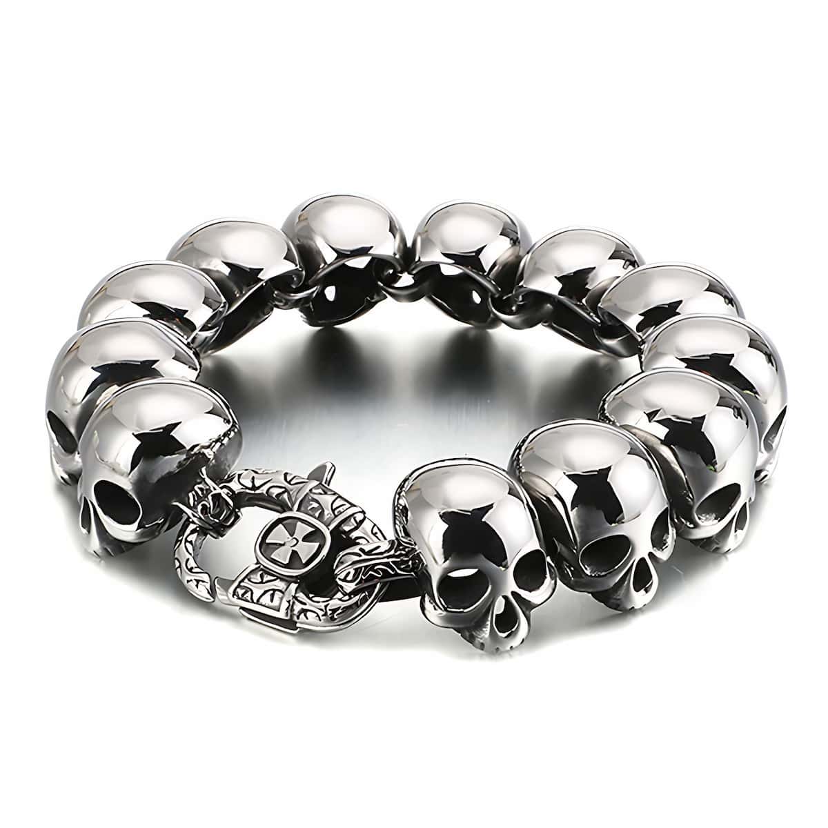 Skull and Crossbones Bracelet Silver Xenos Jewelry
