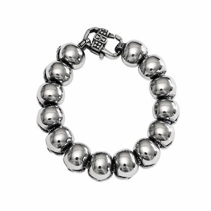 Skull and Crossbones Bracelet Stainless Steel Top Down View White Background