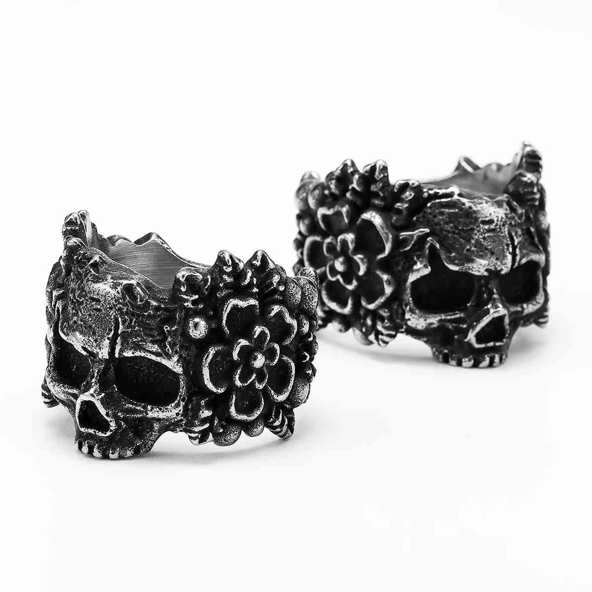 Skull And Roses Rings Skull and Rose Ring for Men & Women | Xenos Jewelry