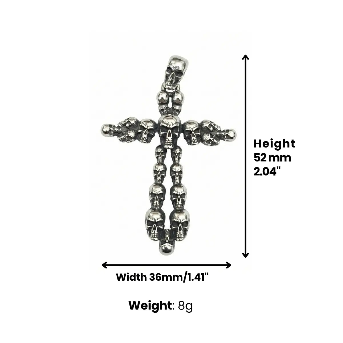 Small Skull Cross Necklace Dimensions and Weight