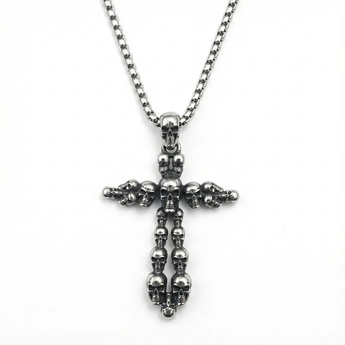 Small Skull Cross Necklace Pendant with Chain