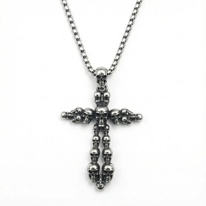 Small Skull Cross Necklace Pendant with Chain