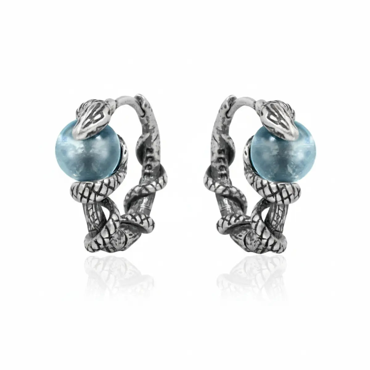 Snake Blue Topaz Hoop Earrings Details