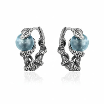Snake Blue Topaz Hoop Earrings Details