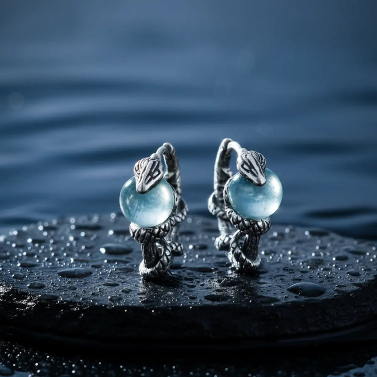 Snake Blue Topaz Hoop Earrings