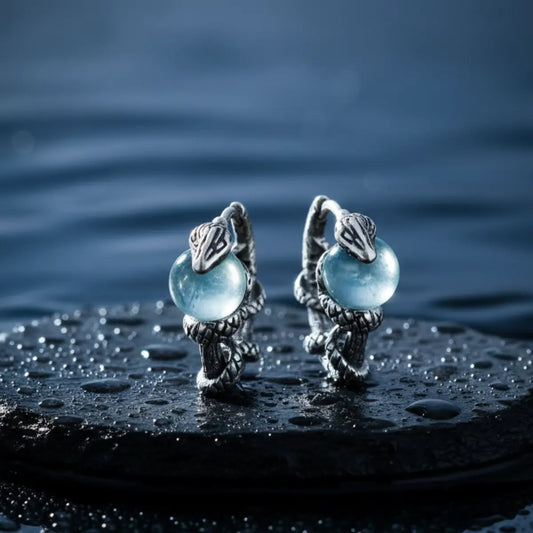 Snake Blue Topaz Hoop Earrings
