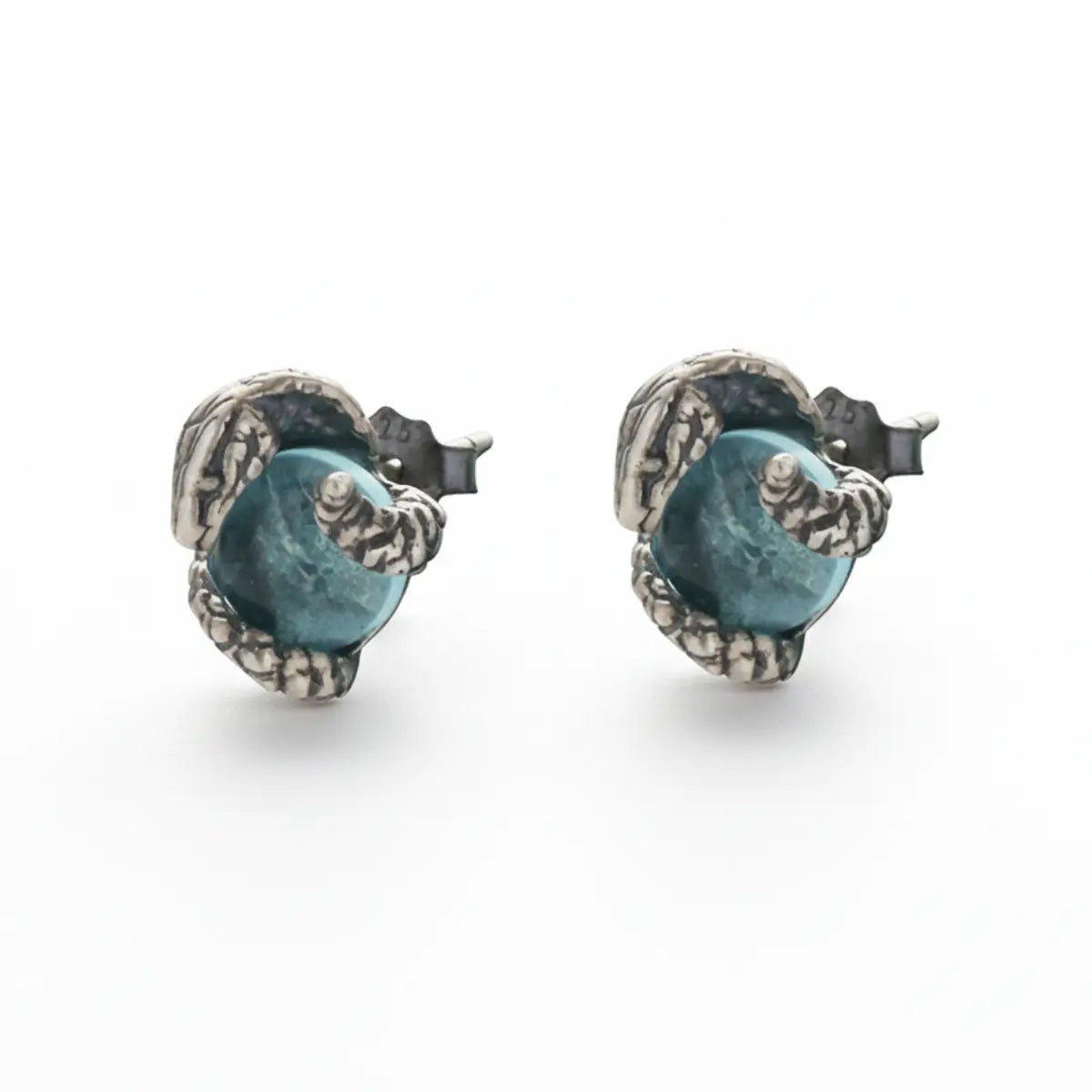 Snake Blue Topaz Stud Earrings Front