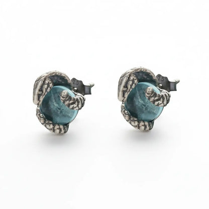 Snake Blue Topaz Stud Earrings Front