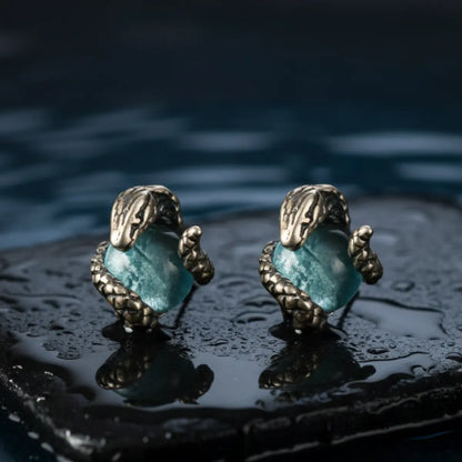 Snake Blue Topaz Stud Earrings