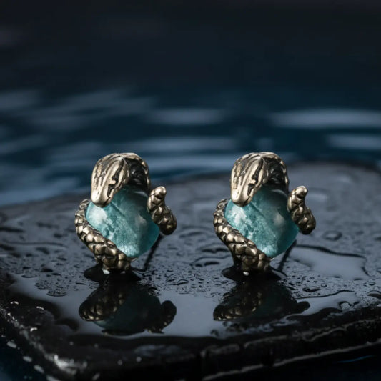 Snake Blue Topaz Stud Earrings