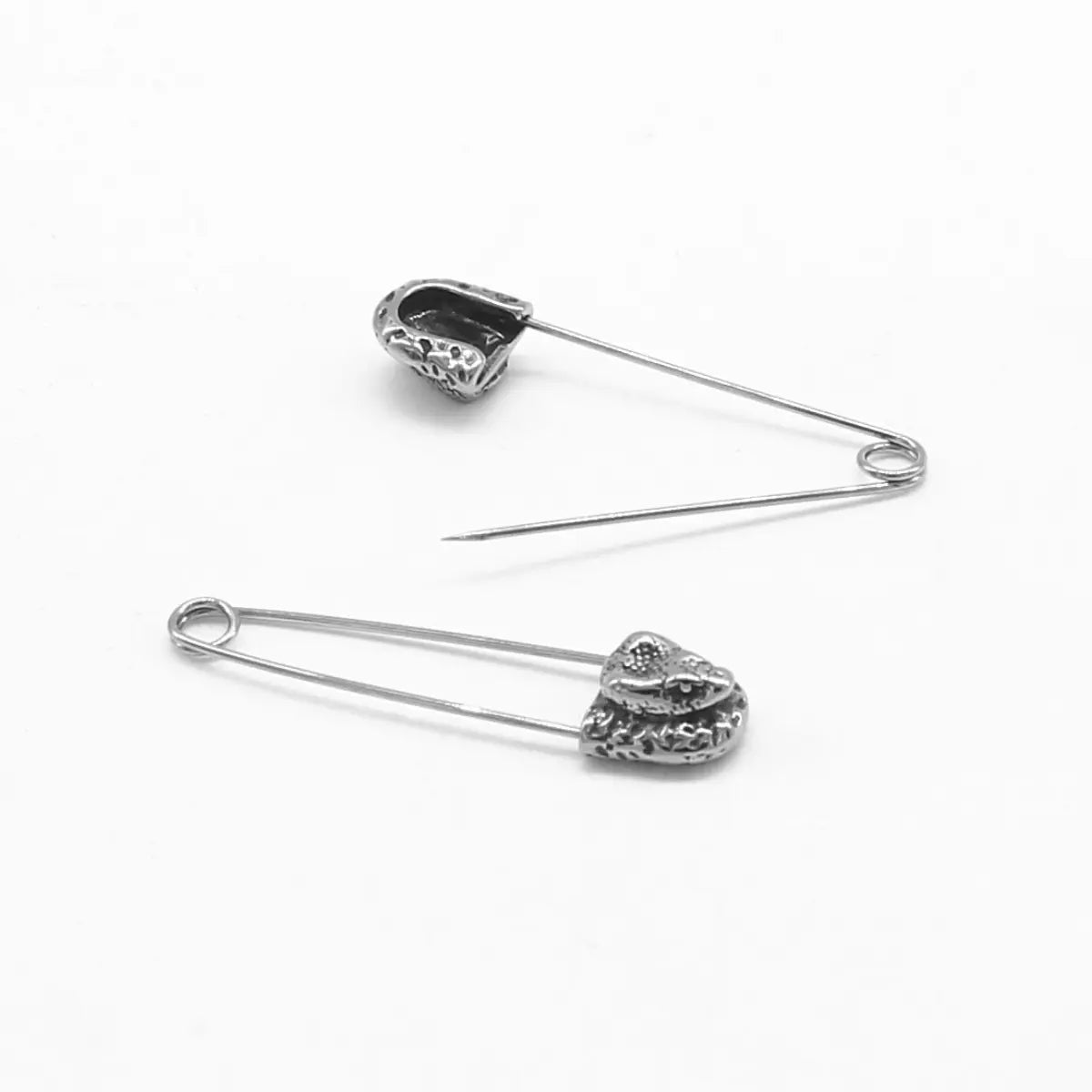 Snake Head Safety Pin Earrings Side