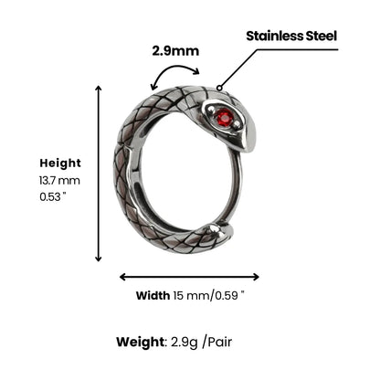 Snake Hoop Earrings Dimensions and Weight