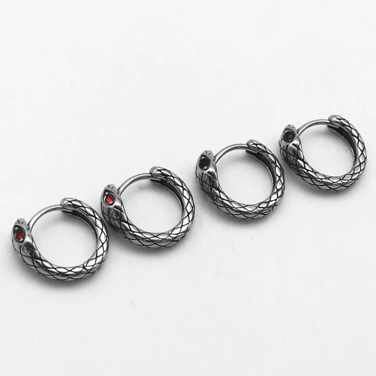 Snake Hoop Earrings Red and Black Eye
