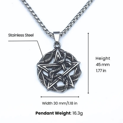 Snake Pentagram Necklace Pendant Dimensions and Weight



