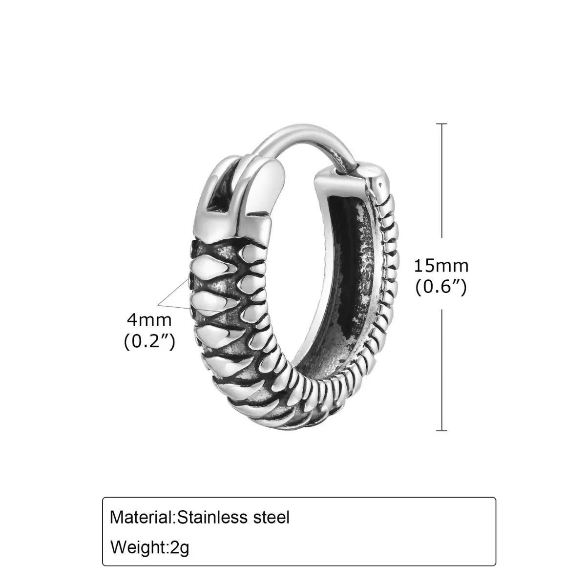 Snake Skin Hoop Earrings Dimensions and Weight
