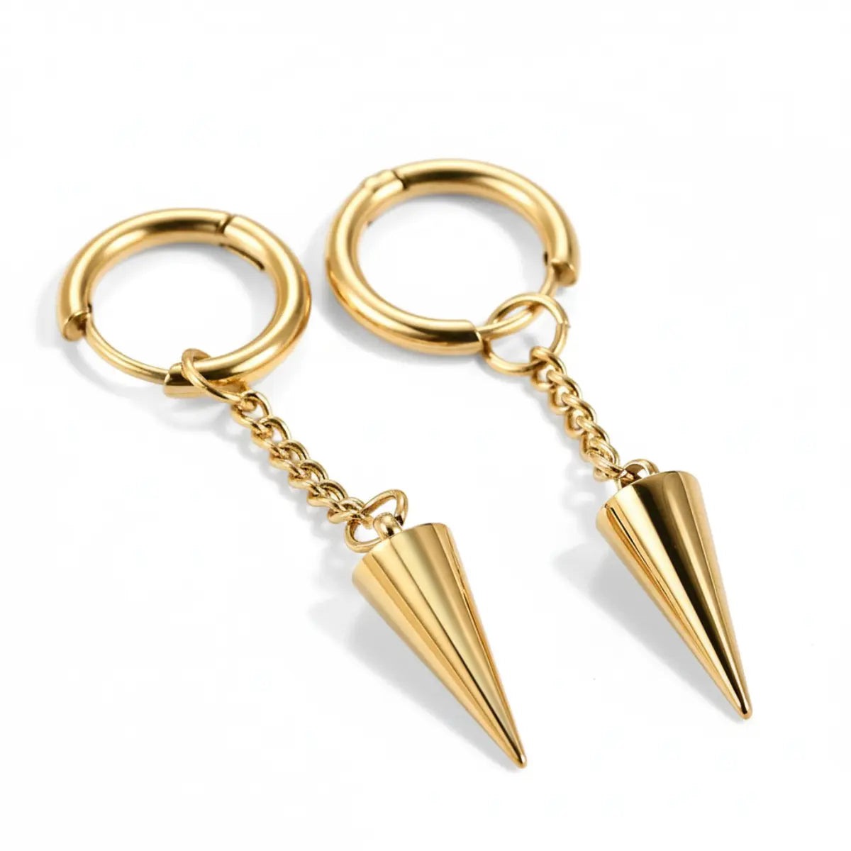 Spike Chain Drop Earrings Gold Details
