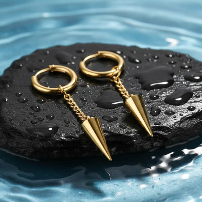 Spike Chain Drop Earrings Gold