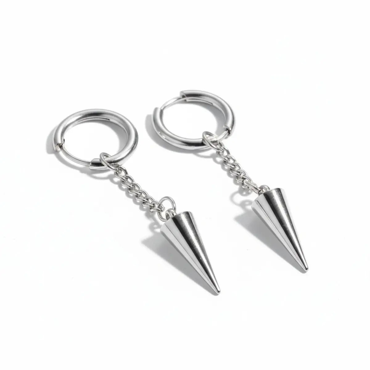 Spike Chain Drop Earrings Silver Details