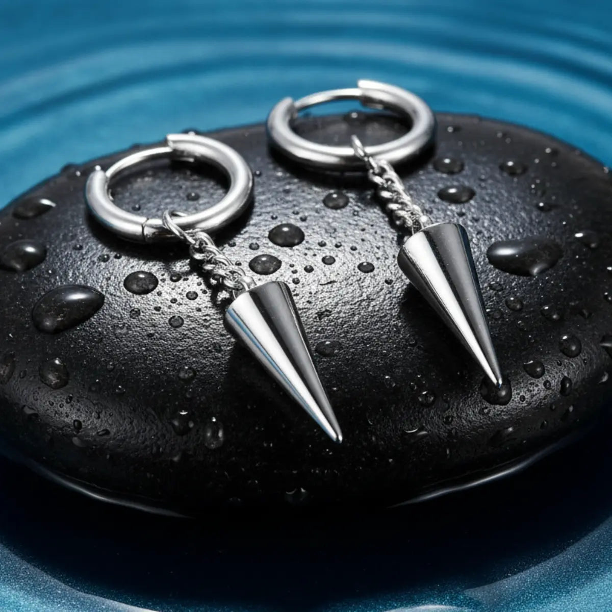 Spike Chain Drop Earrings Silver