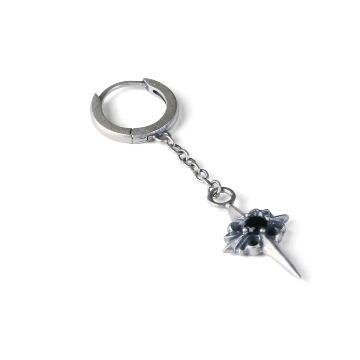 Spike Cross Chain Dangle Hoop Earrings Side