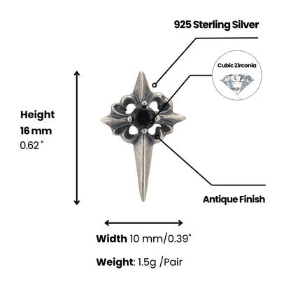 Spike Cross Stud Earrings Dimensions and Weight