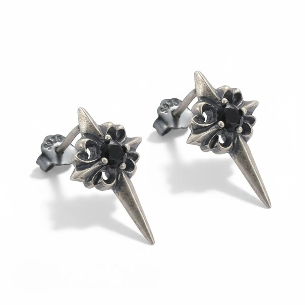 Spike Cross Stud Earrings Front
