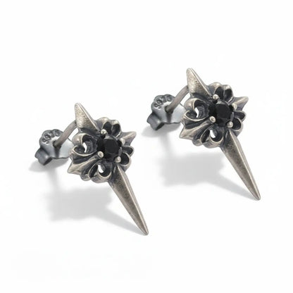 Spike Cross Stud Earrings Front