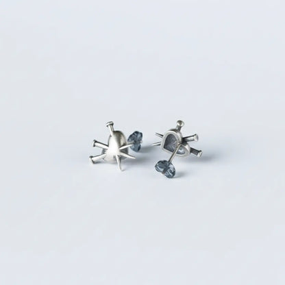 Spike Nailed Heart Stud Earrings Back