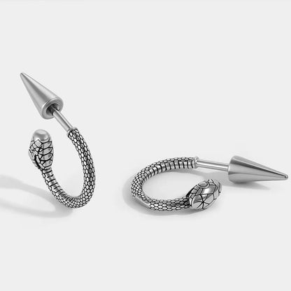 Spike Snake C Hoop Earrings Close Up