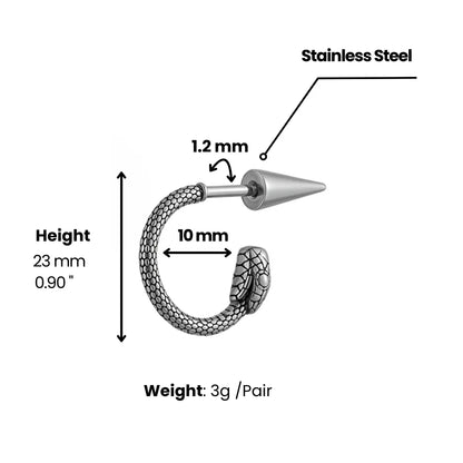 Spike Snake C Hoop Earrings Dimensions and Weight
