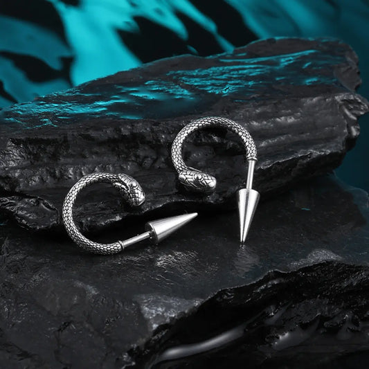 Spike Snake C Hoop Earrings
