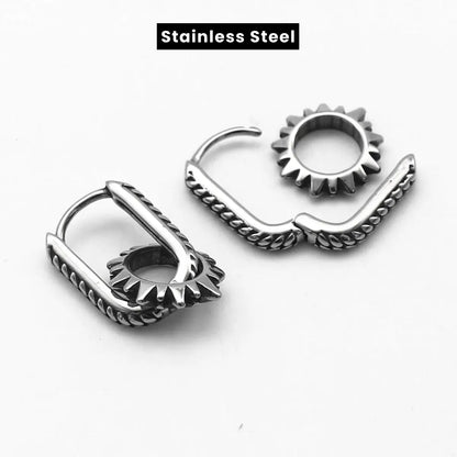 Spike U Hoop Earrings Stainless Steel Details