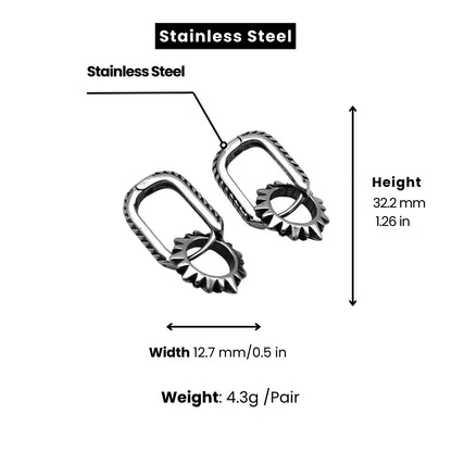 Spike U Hoop Earrings Stainless Steel Dimensions and Weight