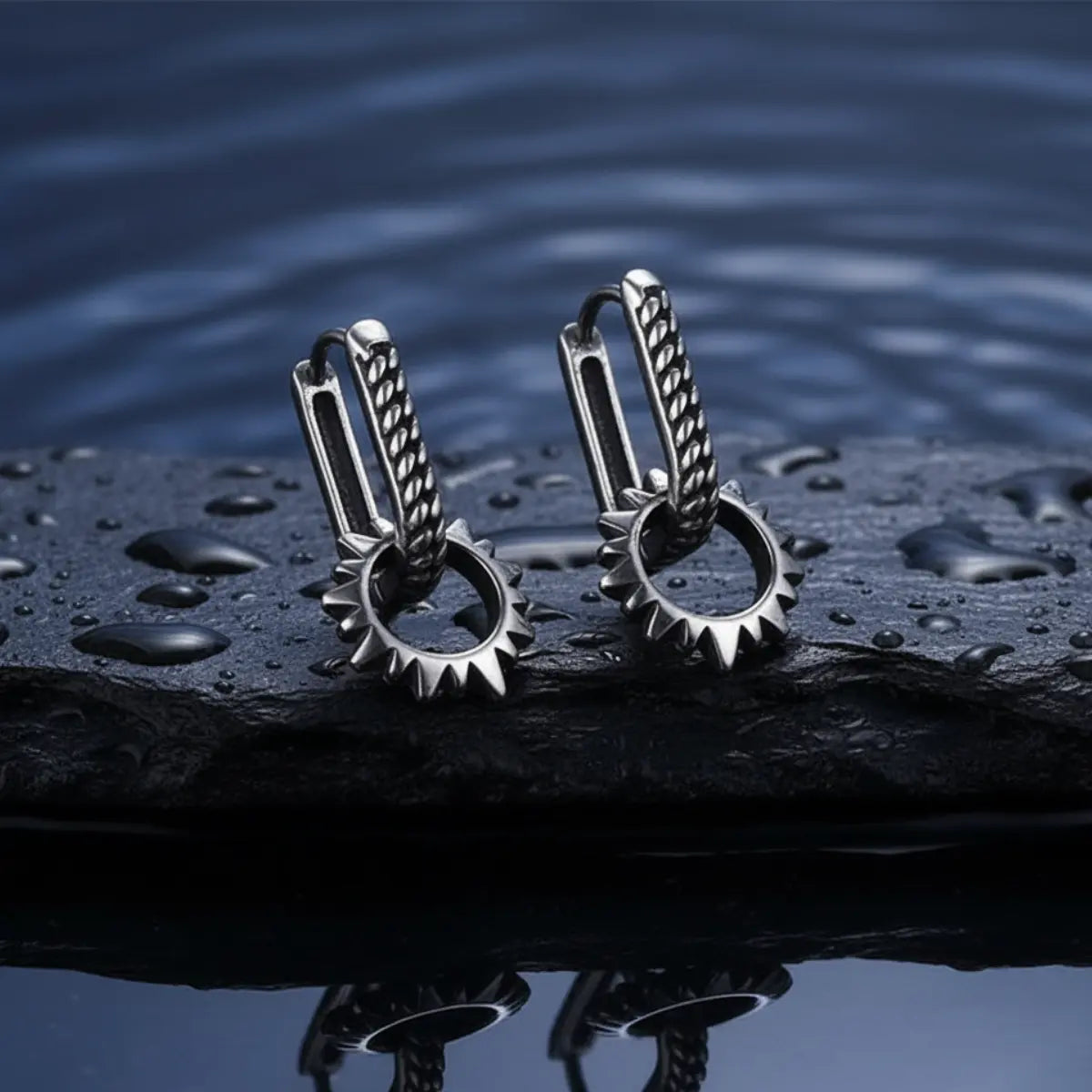 Spike U Hoop Earrings Sterling Silver